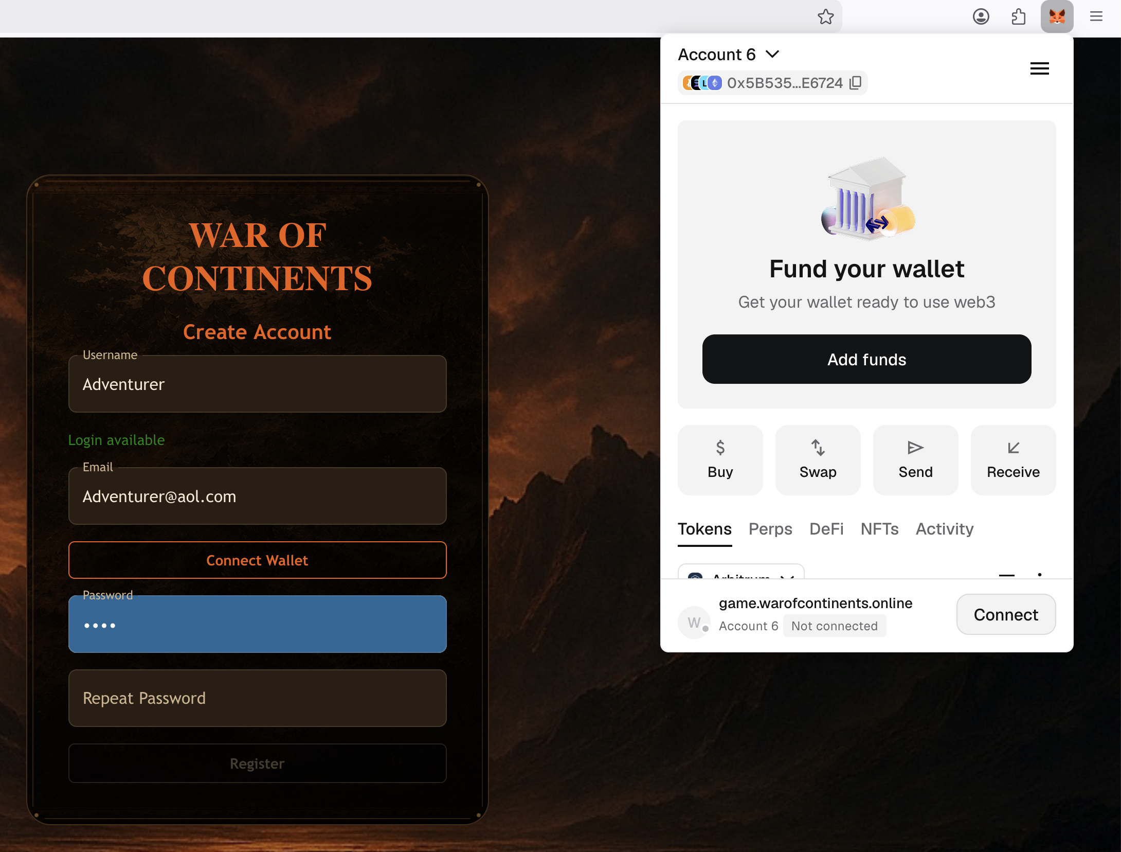 Connect wallet button before connection