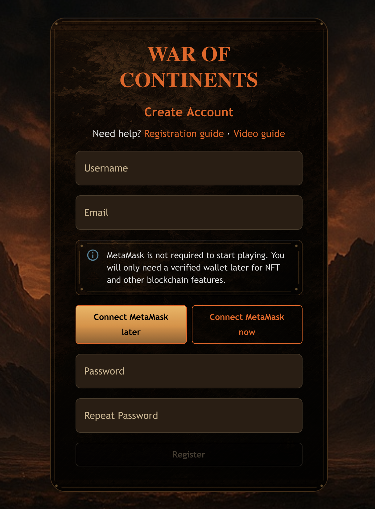 Registration form